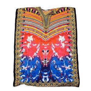 Winlar Vibrant Boho Caftan | Swim Cover Up | Bold Print Lounge Dress One Size